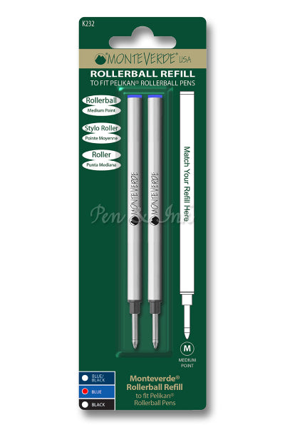 Monteverde K232 Pelikan Medium Blue Ceramic Rollerball Refills