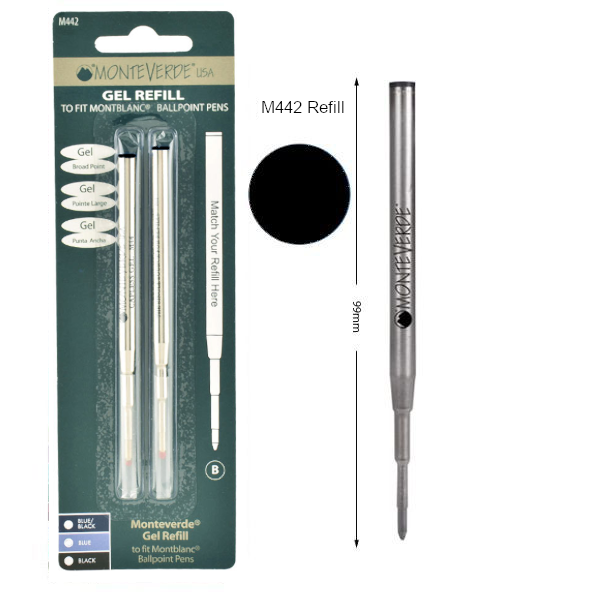 Monteverde M442 Montblanc Gel Black Broad Ballpoint Refill, Pk2