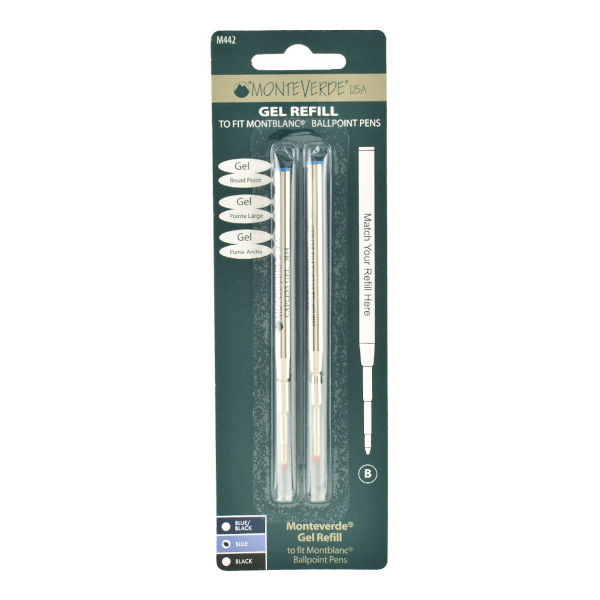 Monteverde M442 Montblanc Gel Blue Broad Ballpoint Refill, Pk2