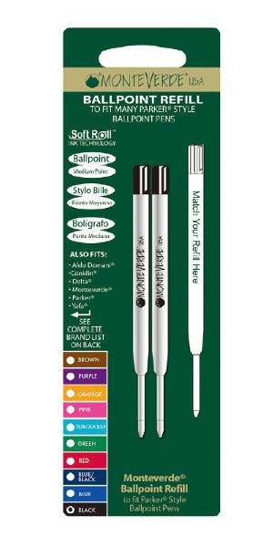 Monteverde P422BK Parker Ceramic Fine Black Gel Ballpoint Refills