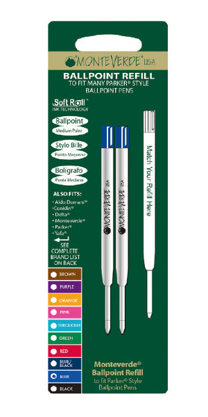 Monteverde P422 Parker Ceramic Fine Blue Gel Ballpoint Refills