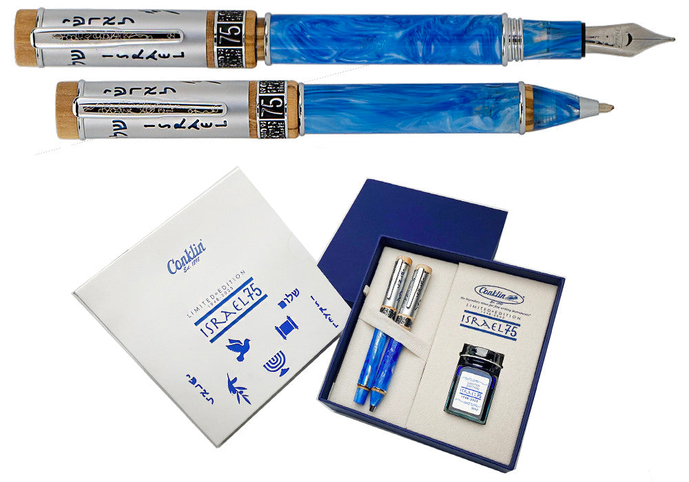 *Clearance* Conklin Israel 75th Anniversary Ballpoint & Fountain Pen Set - Diamond Jubilee Limited Edition