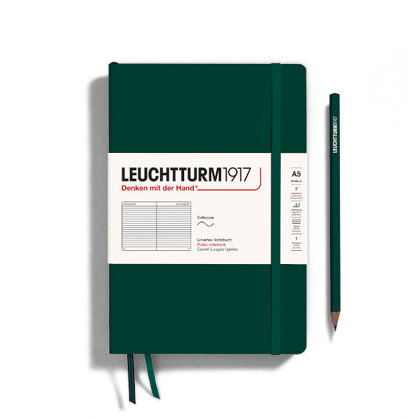 Leuchtturm1917 Notebook Hardcover Medium (A5), 251 Pages, Ruled - Forest Green