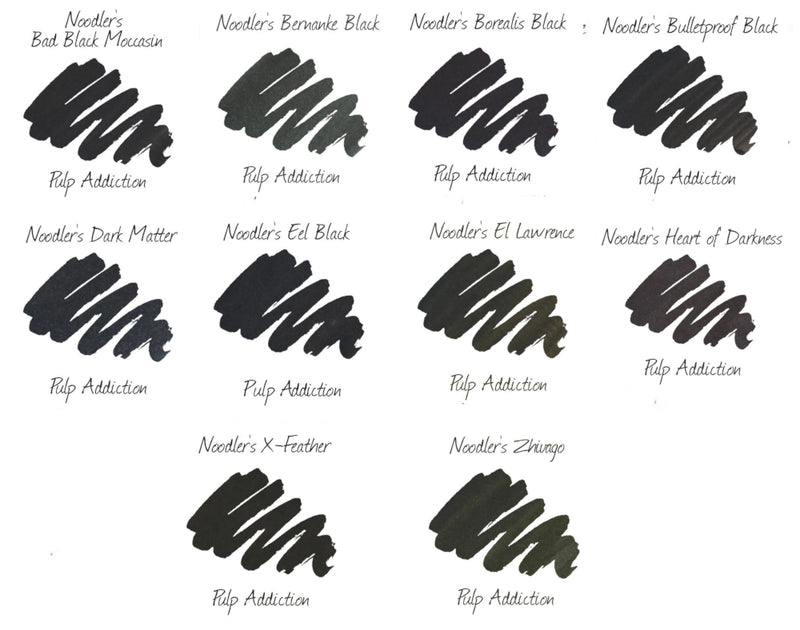 Noodler's All Blacks Ink Sample Package (10)
