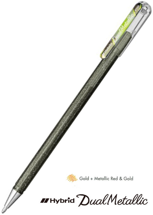 Pentel Hybrid Dual Metallic Gel Pen - Silver and Metallic Copper & Green