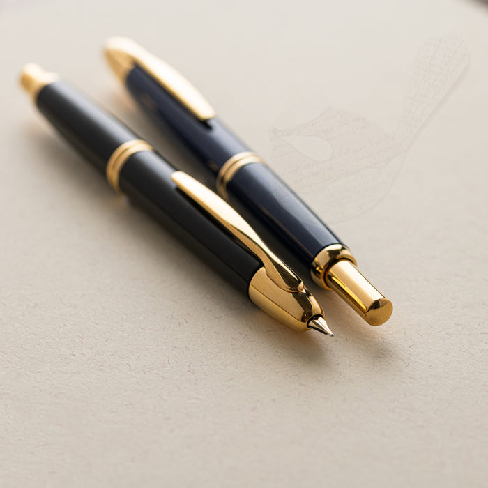 Pilot Capless (Vanishing Point) Gold Blue Fountain Pen - Fine