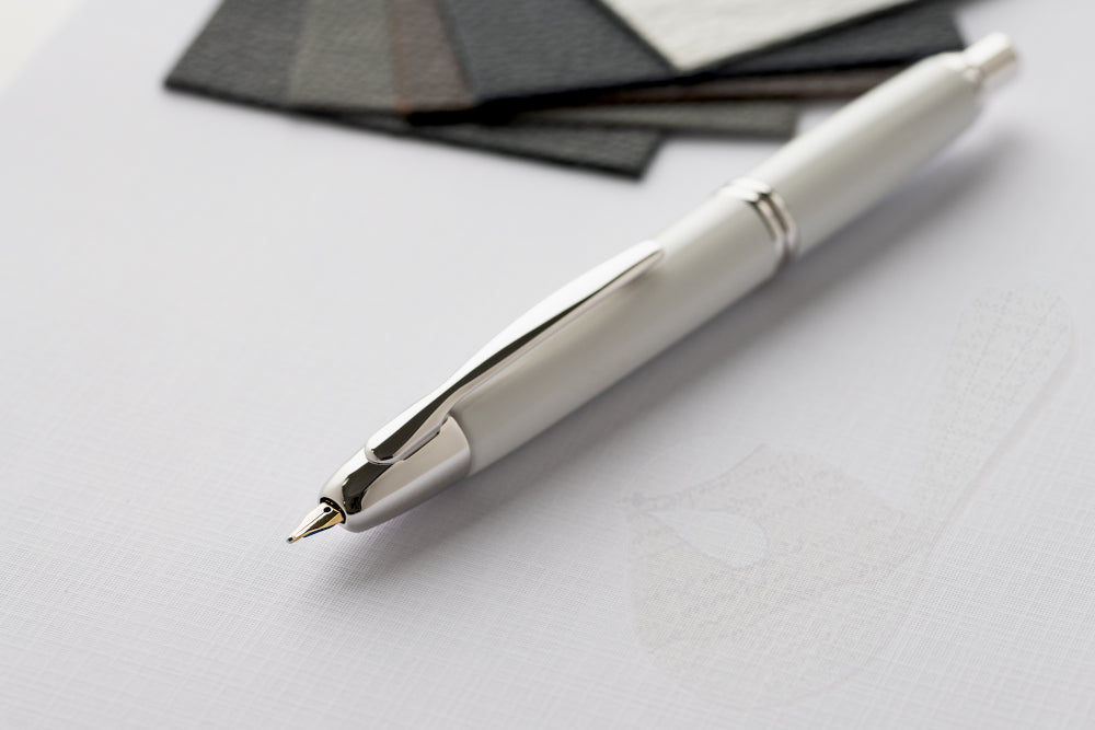 Pilot Capless (Vanishing Point) Rhodium White Fountain Pen - Fine