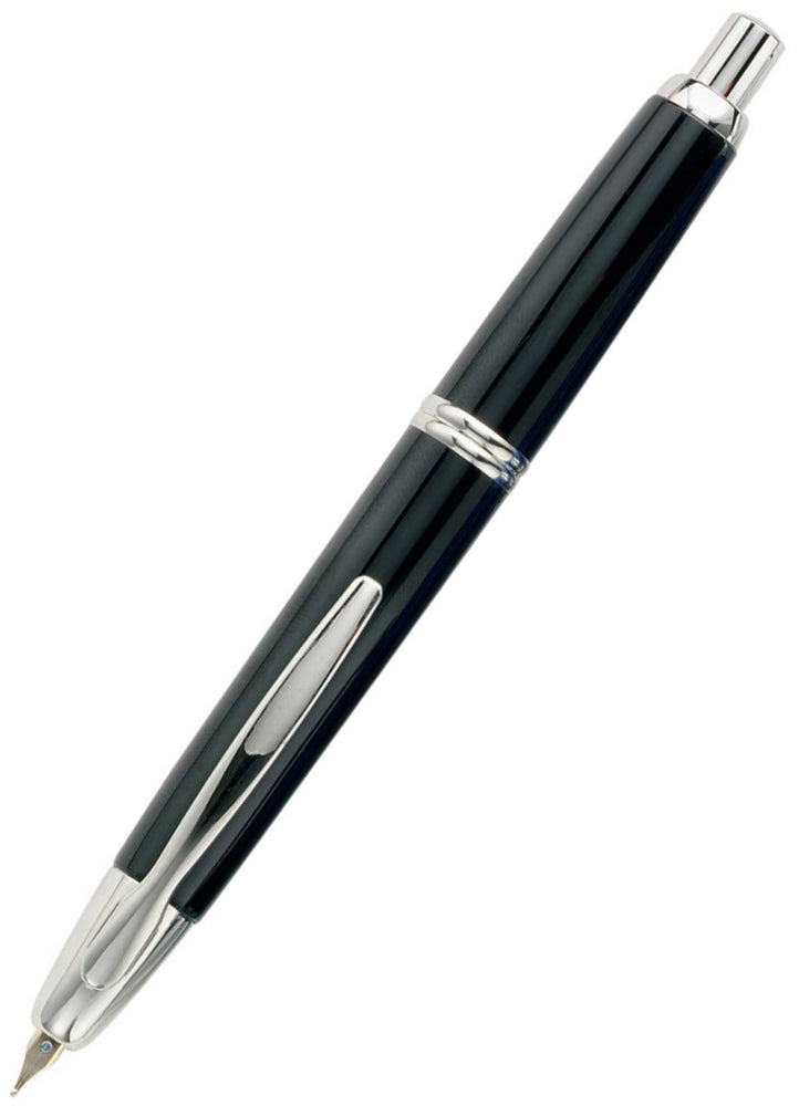 Pilot Capless (Vanishing Point) Rhodium Black Fountain Pen - Medium