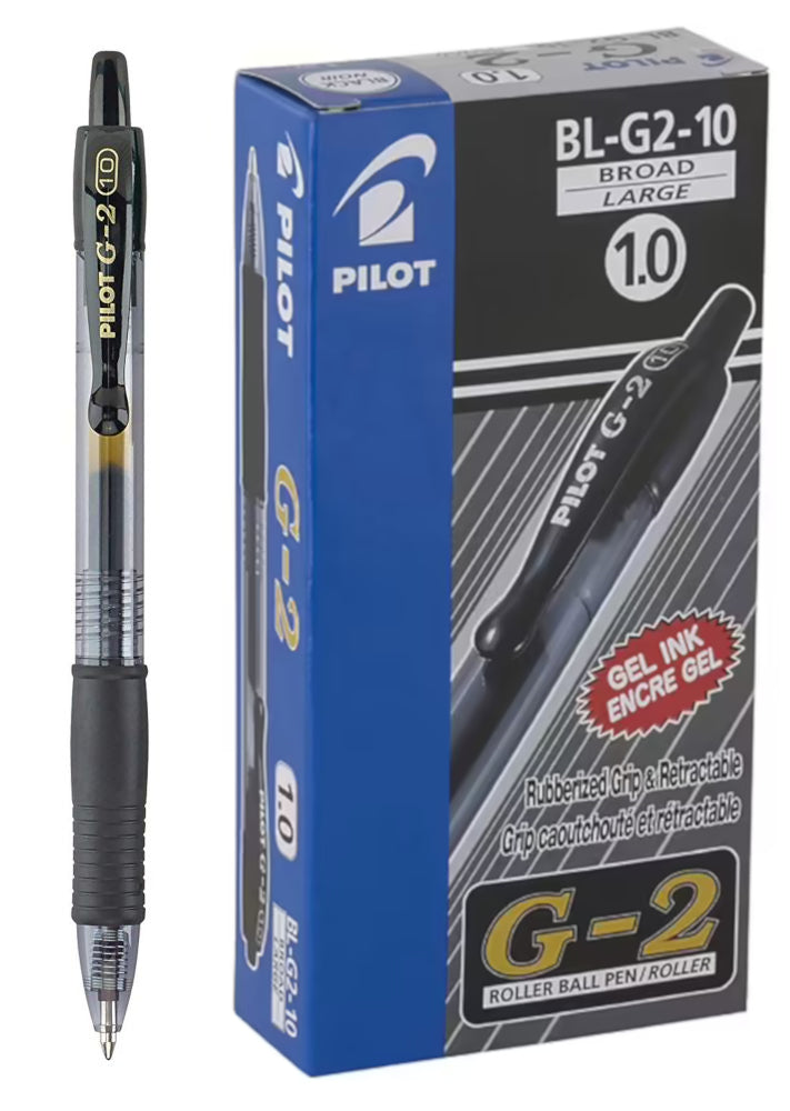 Pilot G-2 Gel Rollerball Pen - Broad 1.0mm, Black 12 Pack