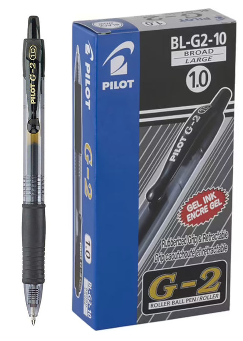 Pilot G-2 Gel Rollerball Pen - Broad 1.0mm, Black 12 Pack