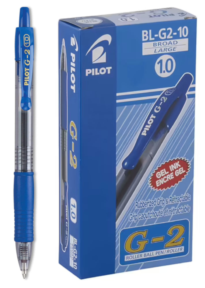 Pilot G2 Gel Rollerball Pen Blue Broad 1.0mm, 12 Pack — Pulp Addiction