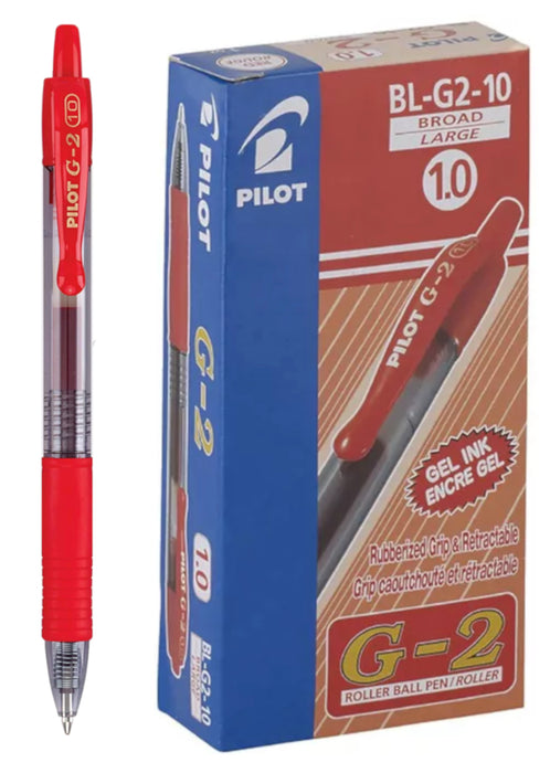 Pilot G-2 Gel Rollerball Pen - Broad 1.0mm, Red 12 Pack