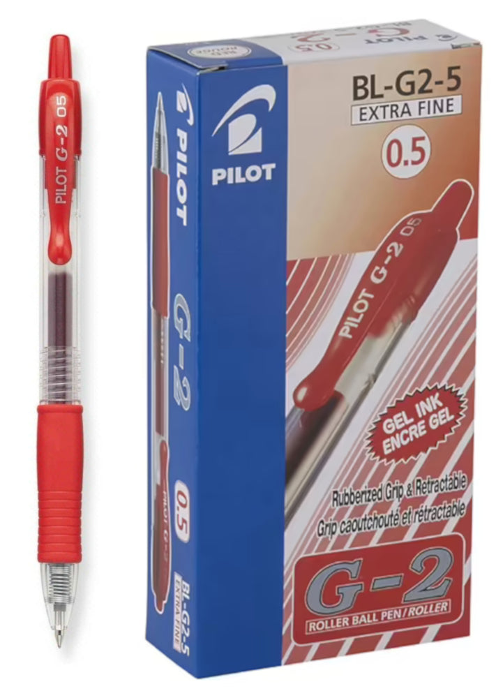 Pilot G-2 Gel Rollerball Pen - Extra Fine 0.5mm, Red 12 Pack