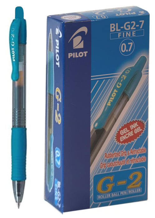 Pilot G-2 Gel Rollerball Pen - Fine 0.7mm, Light Blue 12 Pack