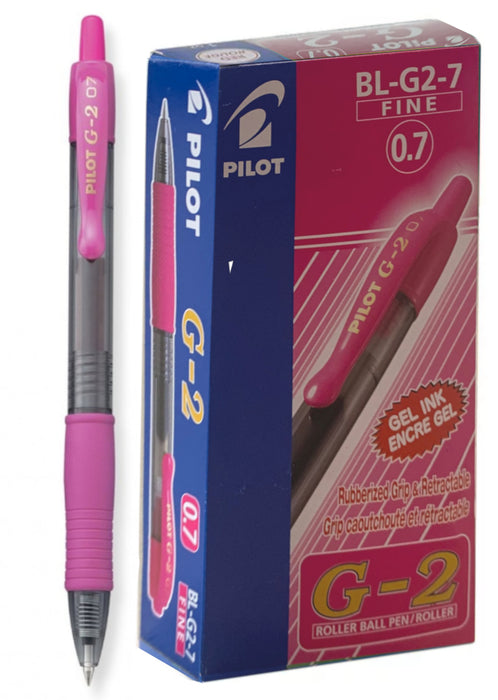 Pilot G-2 Gel Rollerball Pen - Fine 0.7mm, Pink 12 Pack