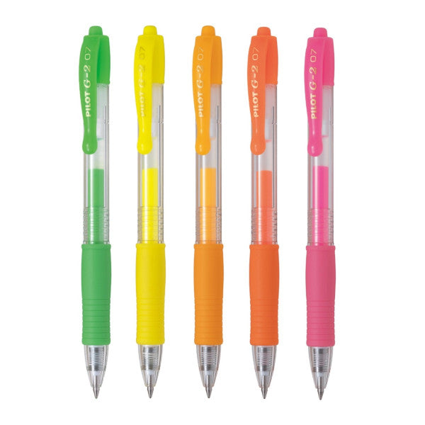 Pilot G-2 Gel Rollerball Pen - Fine 0.7mm, Neon Apricot Orange