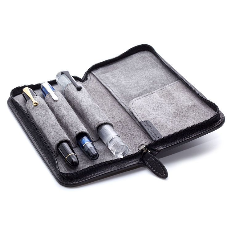 Pilot Pensemble Leather Zip 3 Pen Case - Black