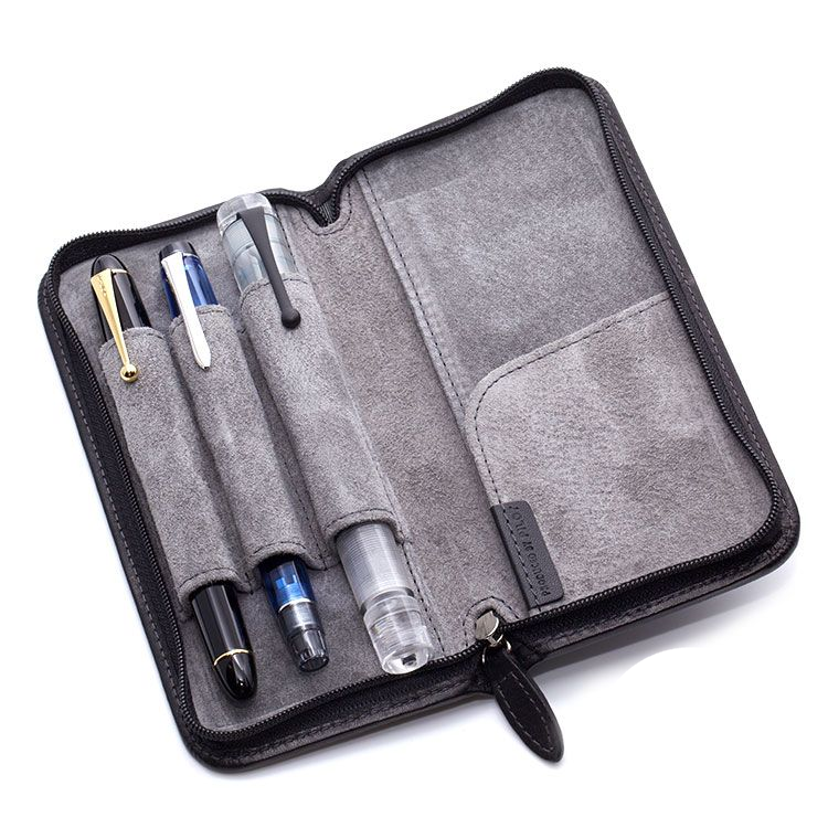 Pilot Pensemble Leather Zip 3 Pen Case - Black