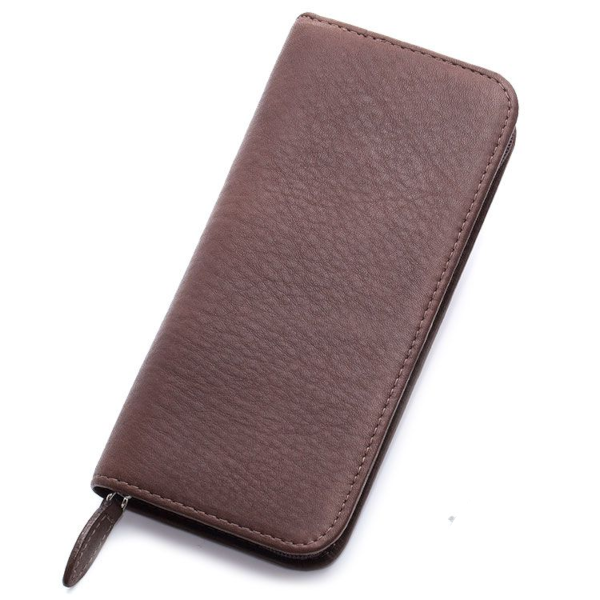 Pilot Pensemble Leather Zip 3 Pen Case - Dark Brown