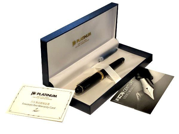 Platinum #3776 Century Fountain Pen - Black/Gold Broad Nib