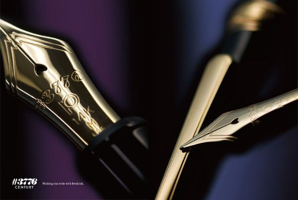 Platinum #3776 Century Fountain Pen - Black/Gold Broad Nib
