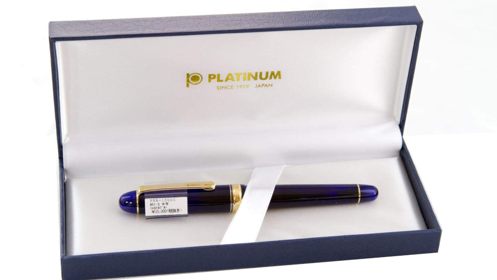 Platinum #3776 Century Fountain Pen - Chartres Blue/Gold Soft Fine Nib