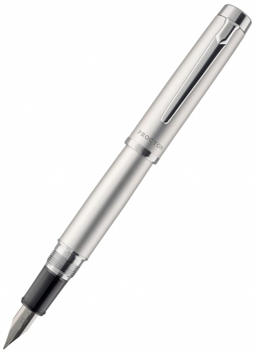 Platinum Procyon Luster Fountain Pen - Satin Silver - Medium