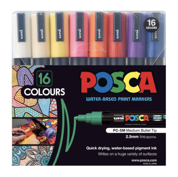 POSCA PC 5M Paint Markers Assorted Colours 16 Pack