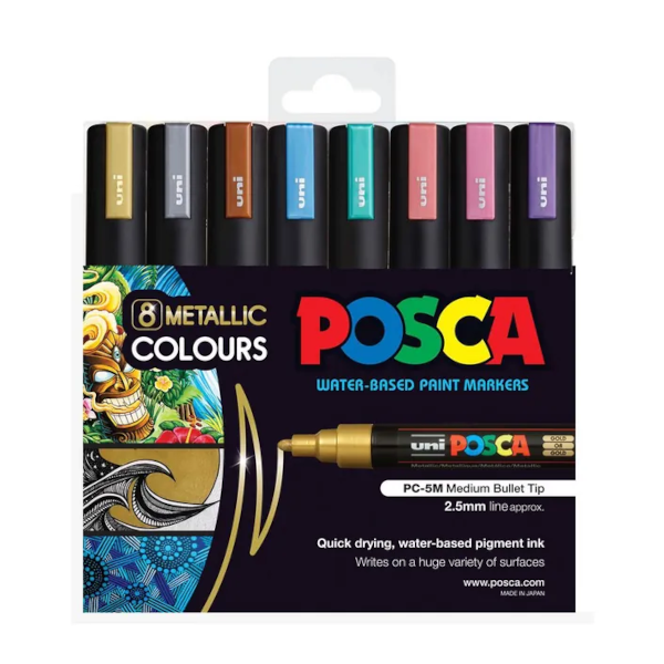 POSCA PC 5M Paint Markers Metallic Assorted 8 Pack