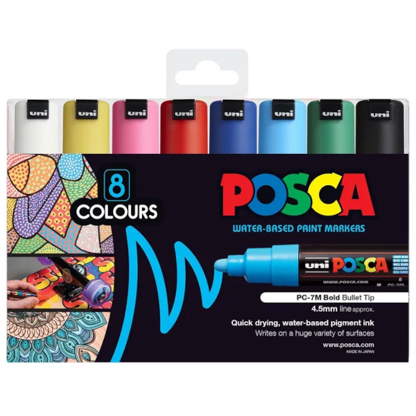 POSCA PC 7M Paint Markers Assorted 8 Pack