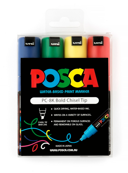 POSCA PC 8K Paint Marker 4 Pack Assorted Colours