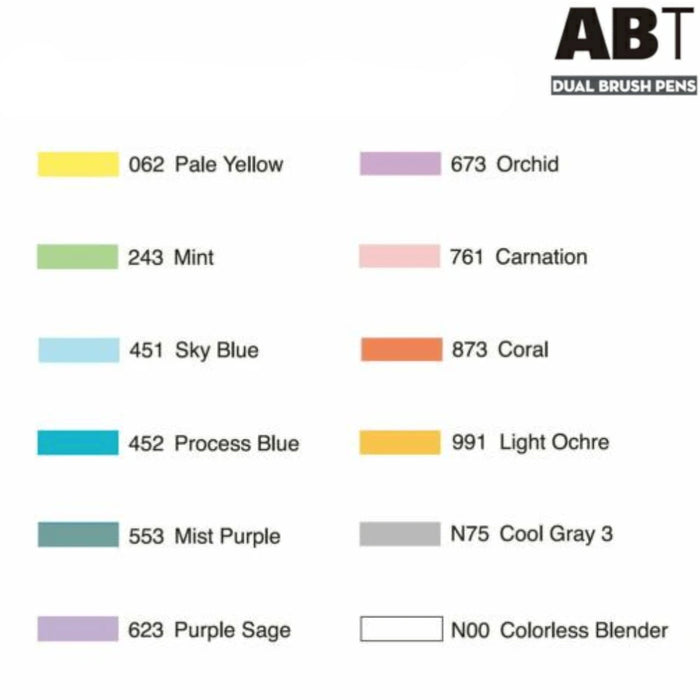 Tombow AB-T12CPA Pastel 12pc Brush Set