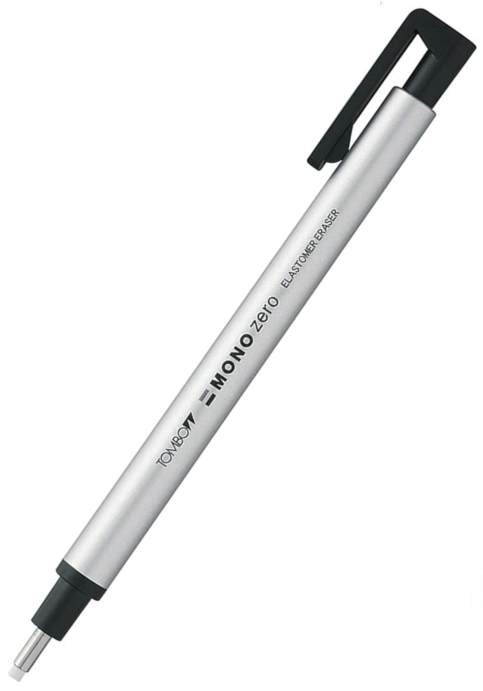 Tombow Mono Zero Round Retractable Eraser - Silver 2.3mm