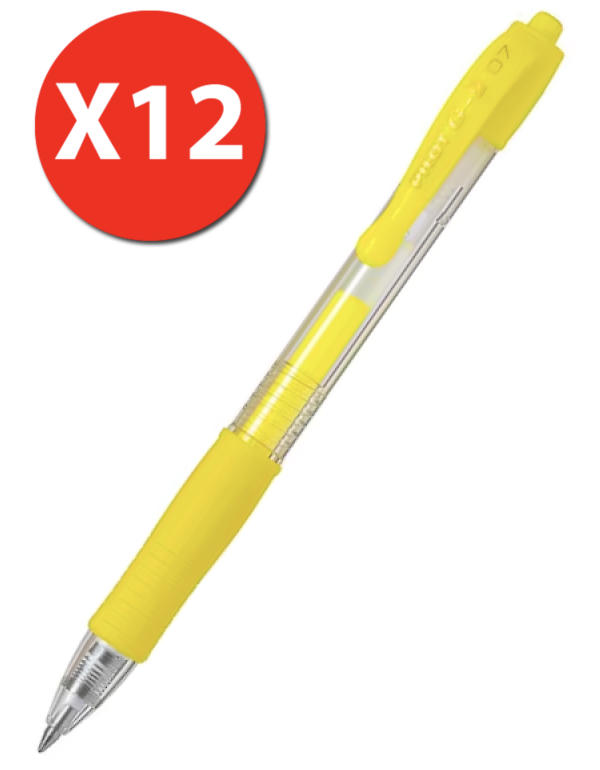 Pilot G-2 Gel Rollerball Pen - Fine 0.7mm, Neon Yellow 12 Pack