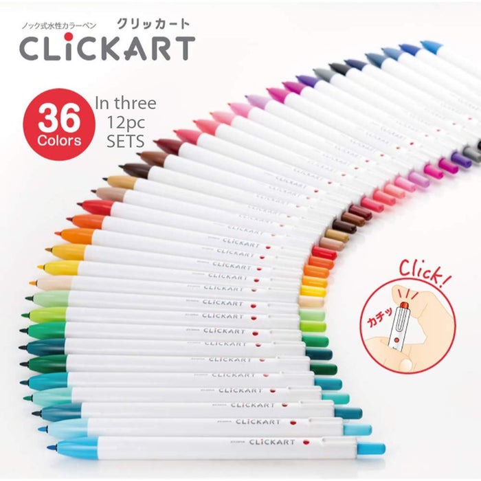 Zebra ClickArt Retractable Marker Pen - Standard 12pc Set