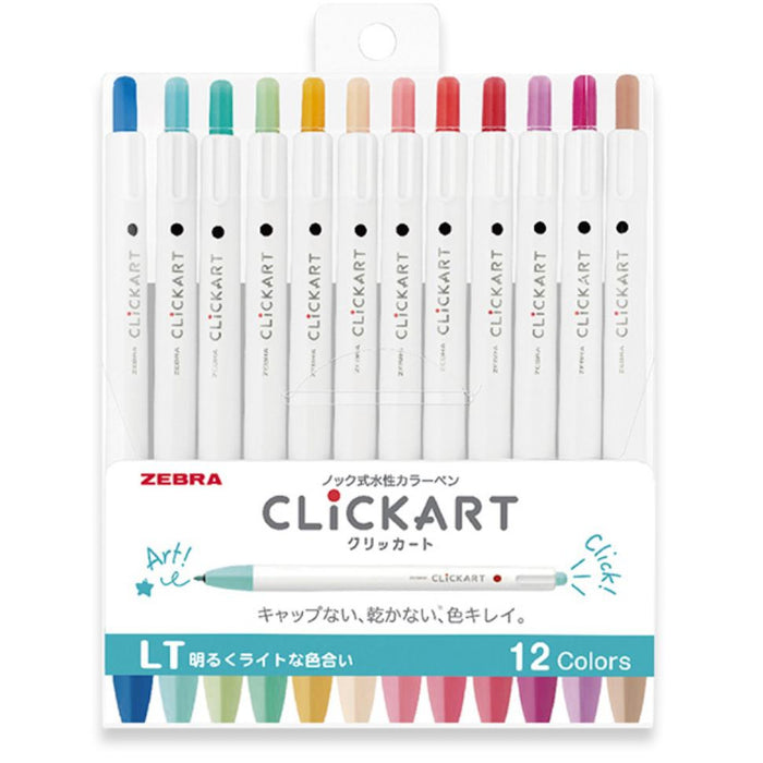 Zebra ClickArt Retractable Marker Pen - Light 12pc Set