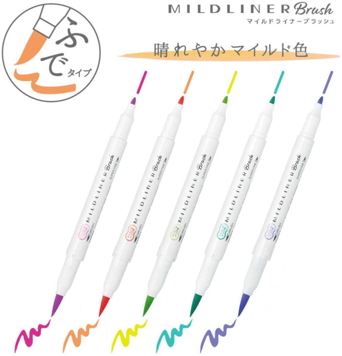Zebra Mildliner Brush Pen Bright and Mild Set - 5pc