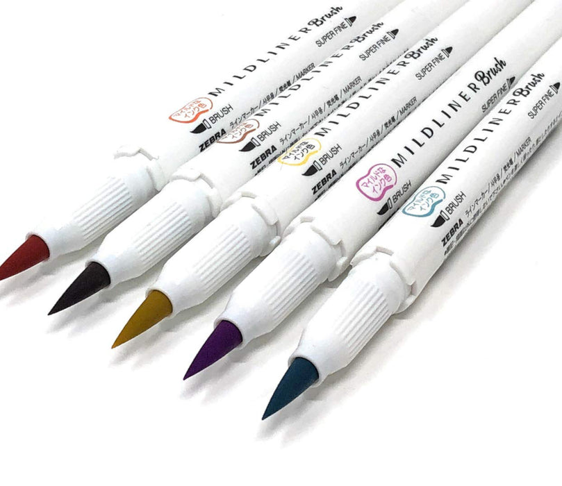 Zebra Mildliner Brush Pen Deep & Warm Set - 5pc