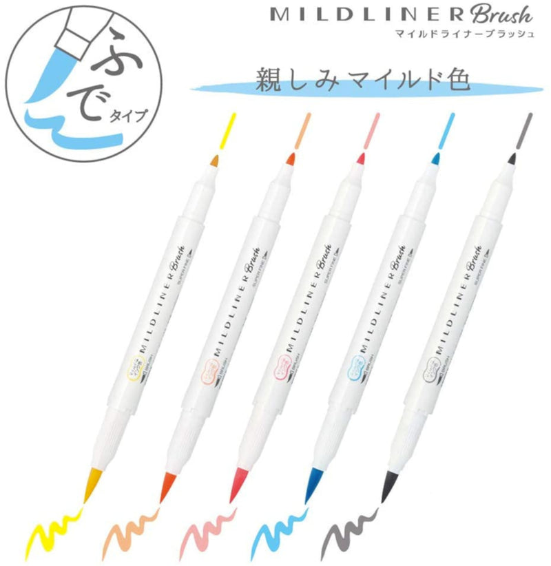 Zebra Mildliner Brush Pen Soft and Friendly Set - 5pc