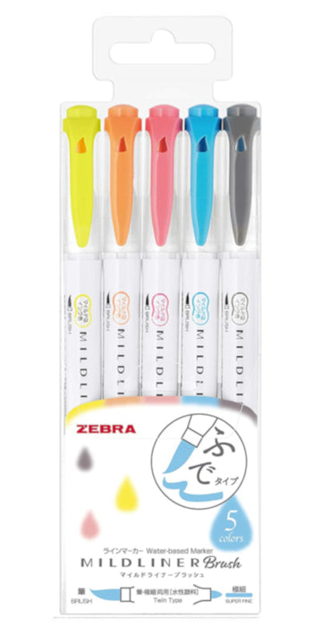 Zebra Mildliner Brush Pen Soft and Friendly Set - 5pc