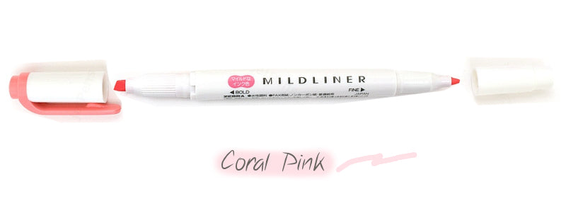Zebra Mildliner Double Tip Coral Pink Highlighter