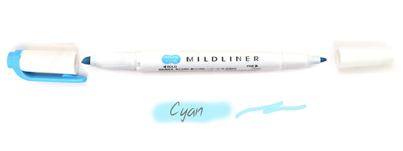 Zebra Mildliner Double Tip Cyan Highlighter