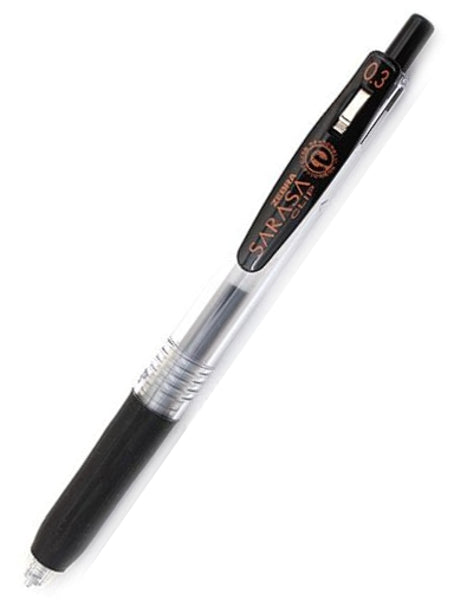 Zebra Sarasa Clip Gel 0.3mm Black Rollerball Pen (Box of 10)